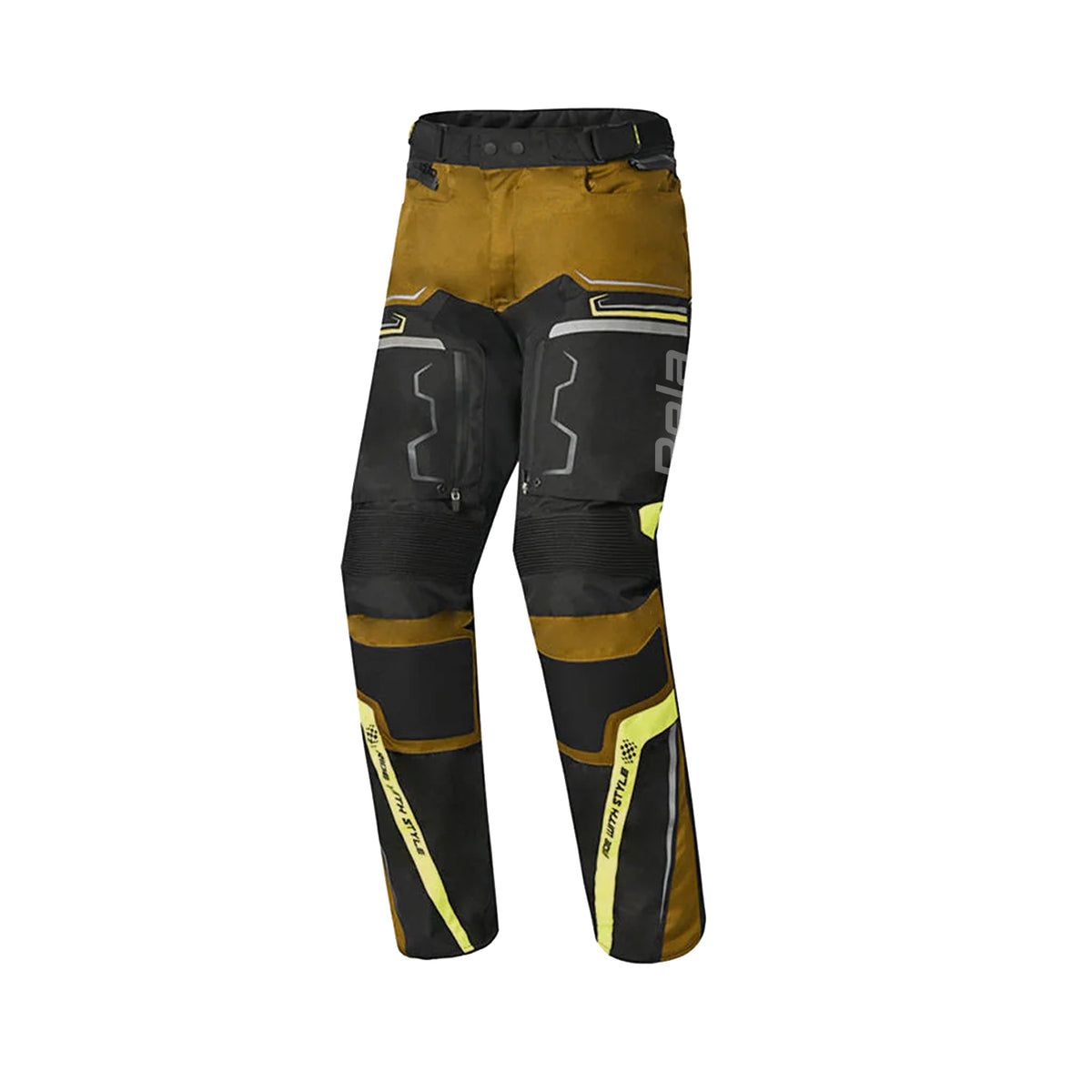 BELA Watson Textile Motorcycle Pants Black Brown Yellow White