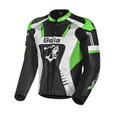 BELA X RACE Motorcycle Leather Jackets Black White Green