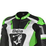 BELA X RACE Motorcycle Leather Jackets Black White Green