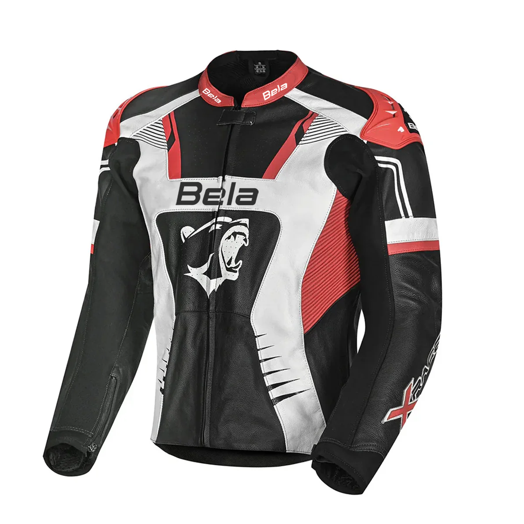 BELA X RACE Motorcycle Leather Jackets Black White Red