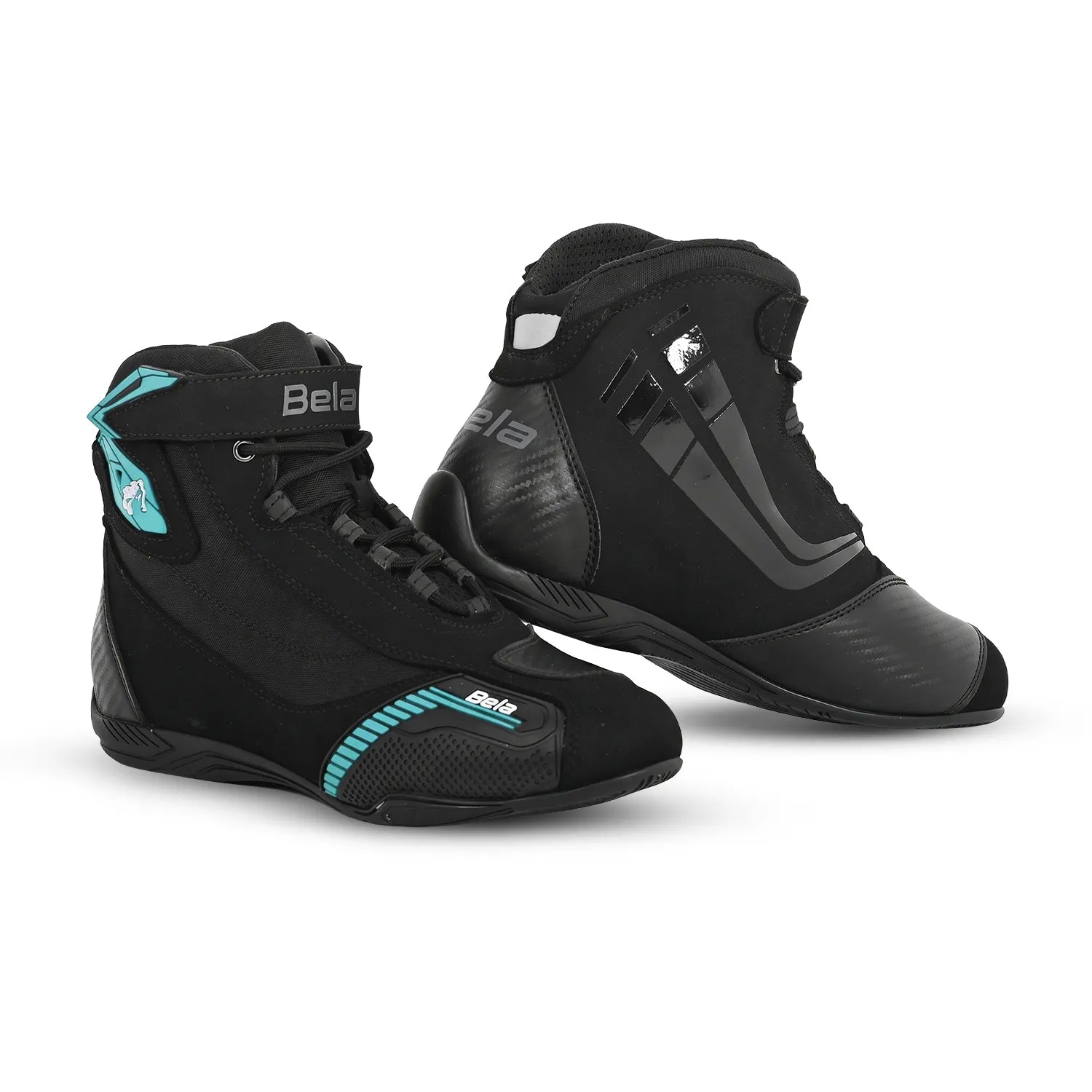 BELA KIVA Moto Couro Botas Senhora Turquesa Preto – 1 – Maximomoto PT
