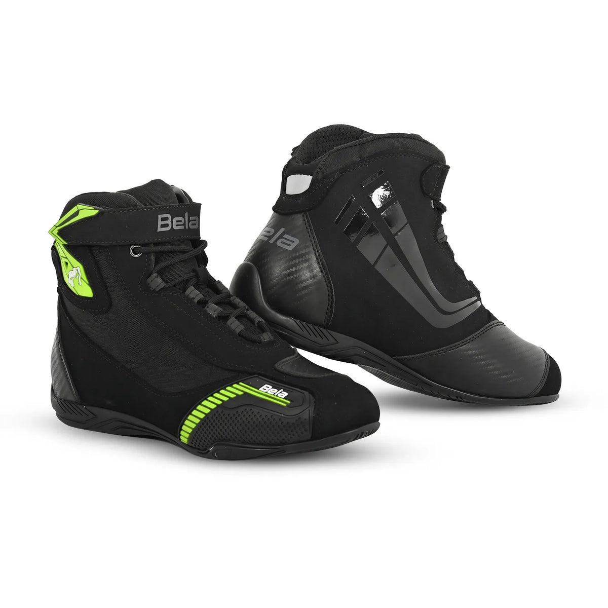BELA KIVA Botas De Moto Homem Couro Preto Fluorescente Amarelo