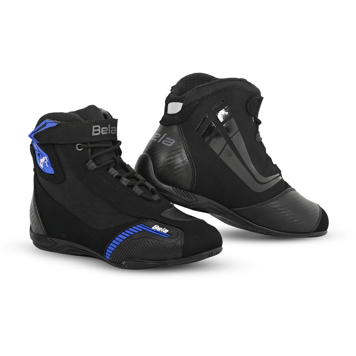 BELA KIVA Motorcycle Leather Men's Boots Black Blue