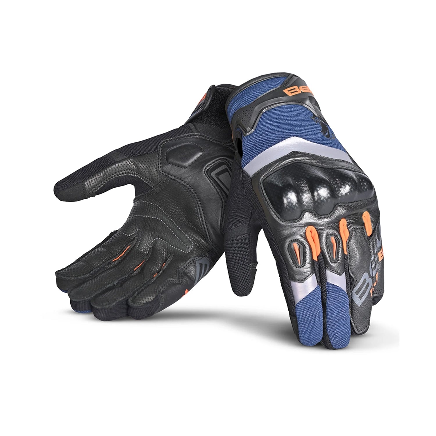 BELA DARING Men's Motorcycle Textile Gloves Blue Orange – 1 – Maximomoto PT