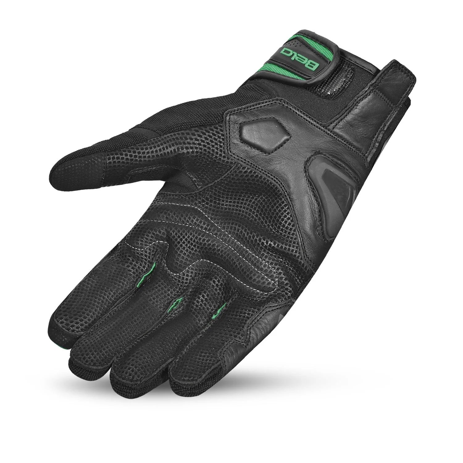BELA DARING Men's Motorcycle Gloves Textile Green Black Gray – 4 – Maximomoto PT