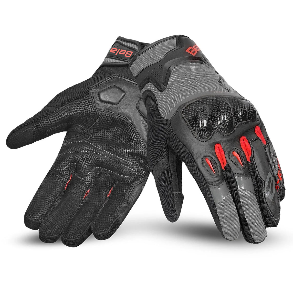 BELA DARING Men's Motorcycle Gloves Textile Red Gray Black