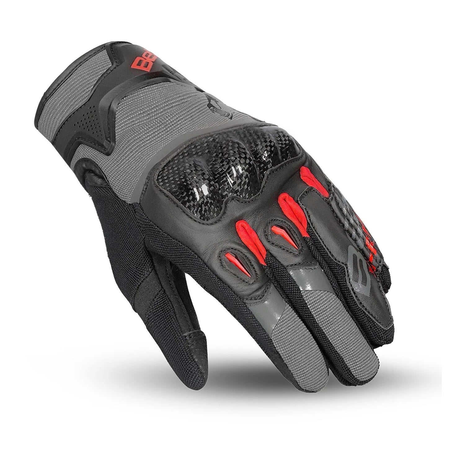 BELA DARING Men's Motorcycle Gloves Textile Red Gray Black – 4 – Maximomoto PT