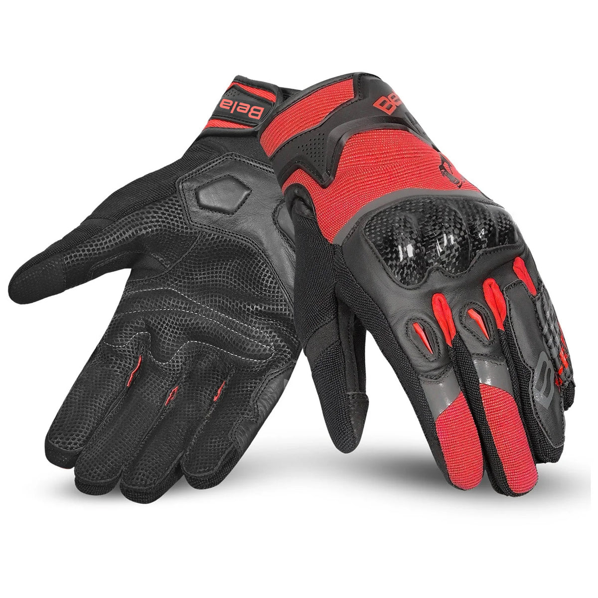 BELA DARING Men's Motorcycle Textile Gloves Red Black