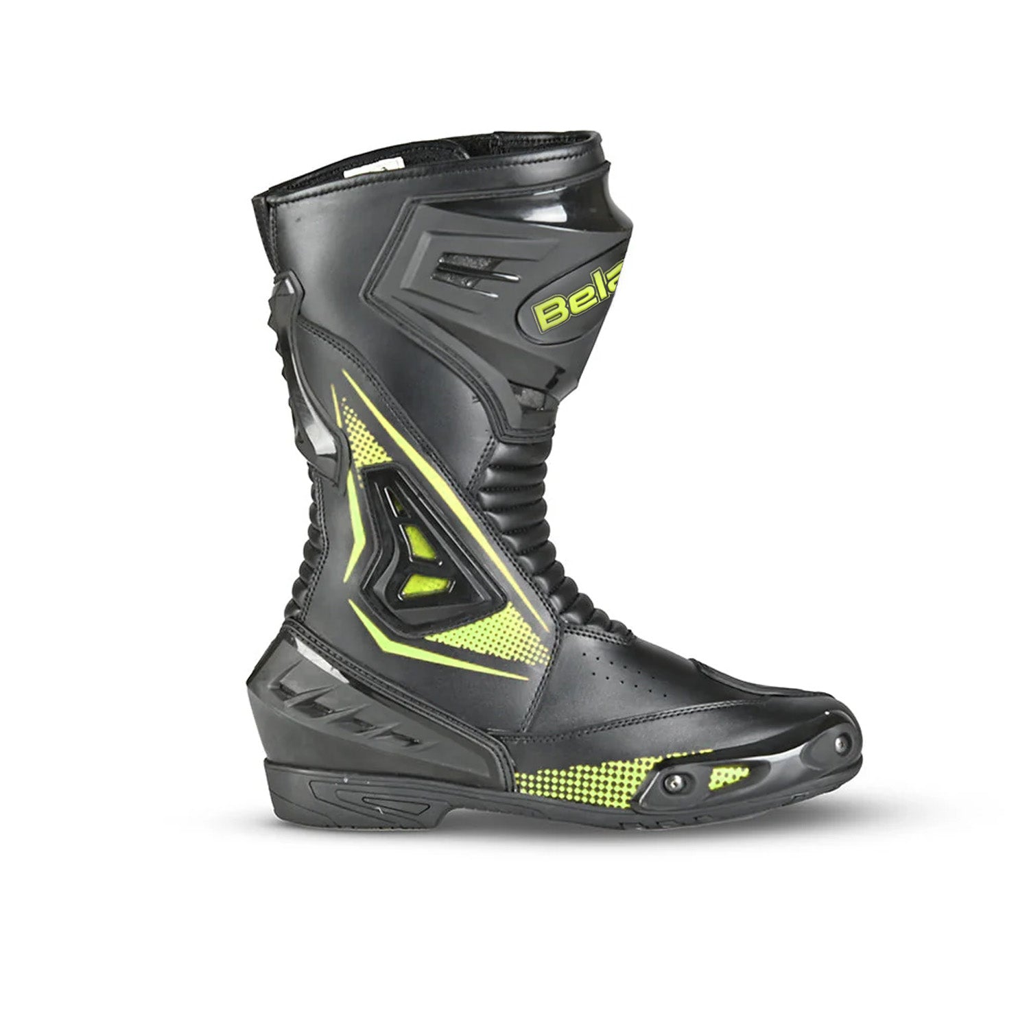 BELA MASTER Men's Motorcycle Leather Boots Black Fluorescent Yellow – 2 – Maximomoto PT