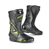 BELA MASTER Men's Motorcycle Leather Boots Black Fluorescent Yellow