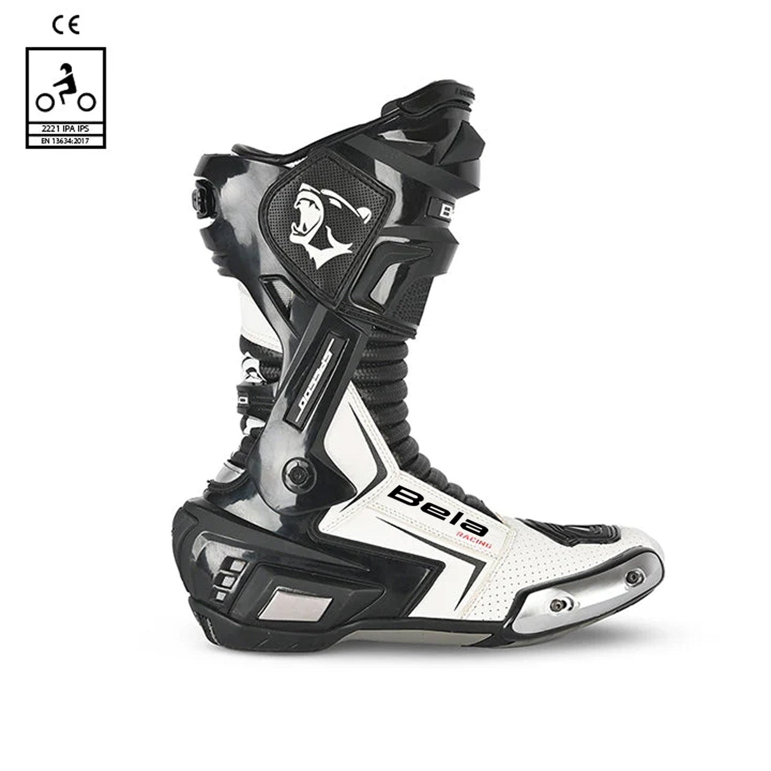 BELA SPEEDO 2.0 Botas De Moto Couro Preto Branco – 3 – Maximomoto PT