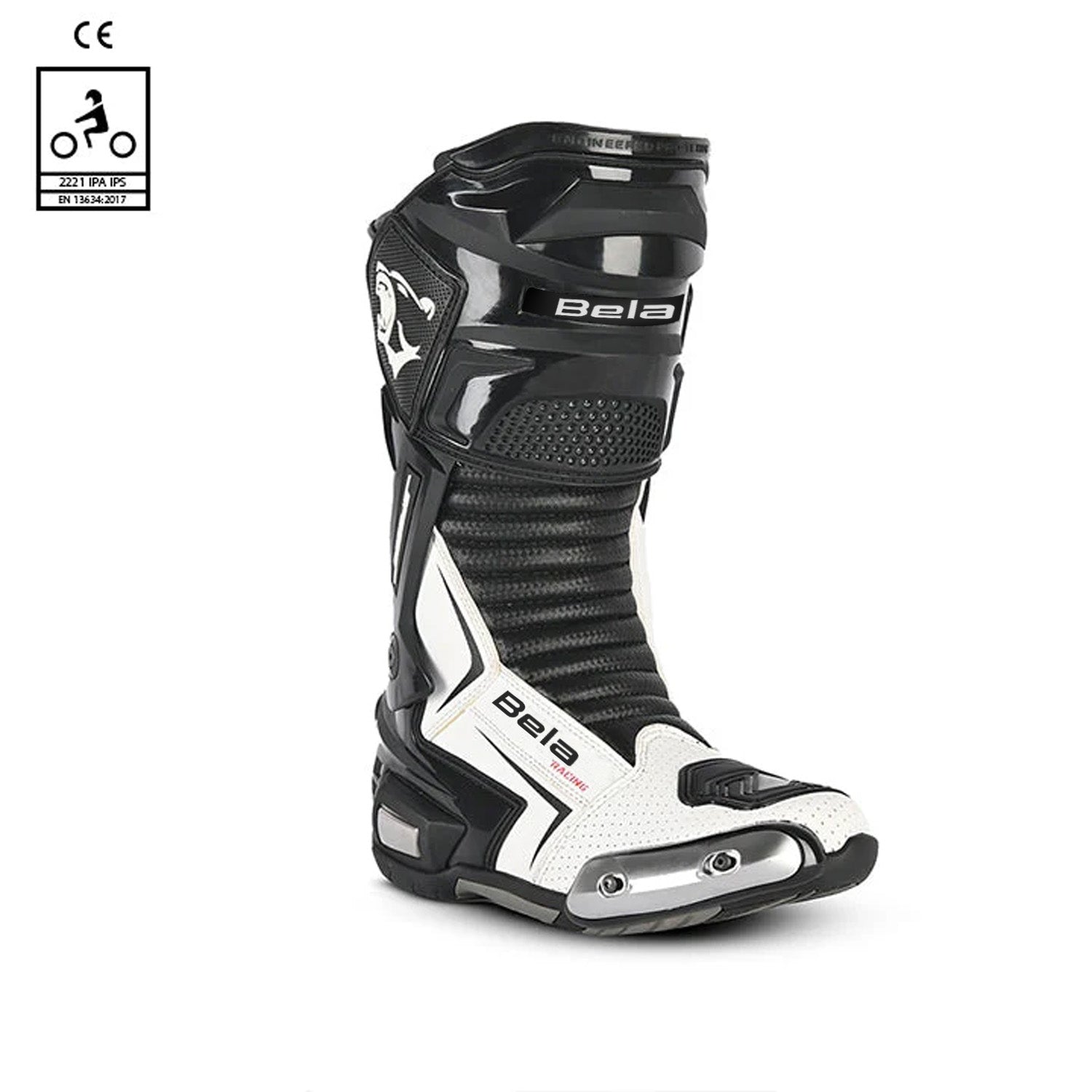 BELA SPEEDO 2.0 Botas De Moto Couro Preto Branco – 4 – Maximomoto PT