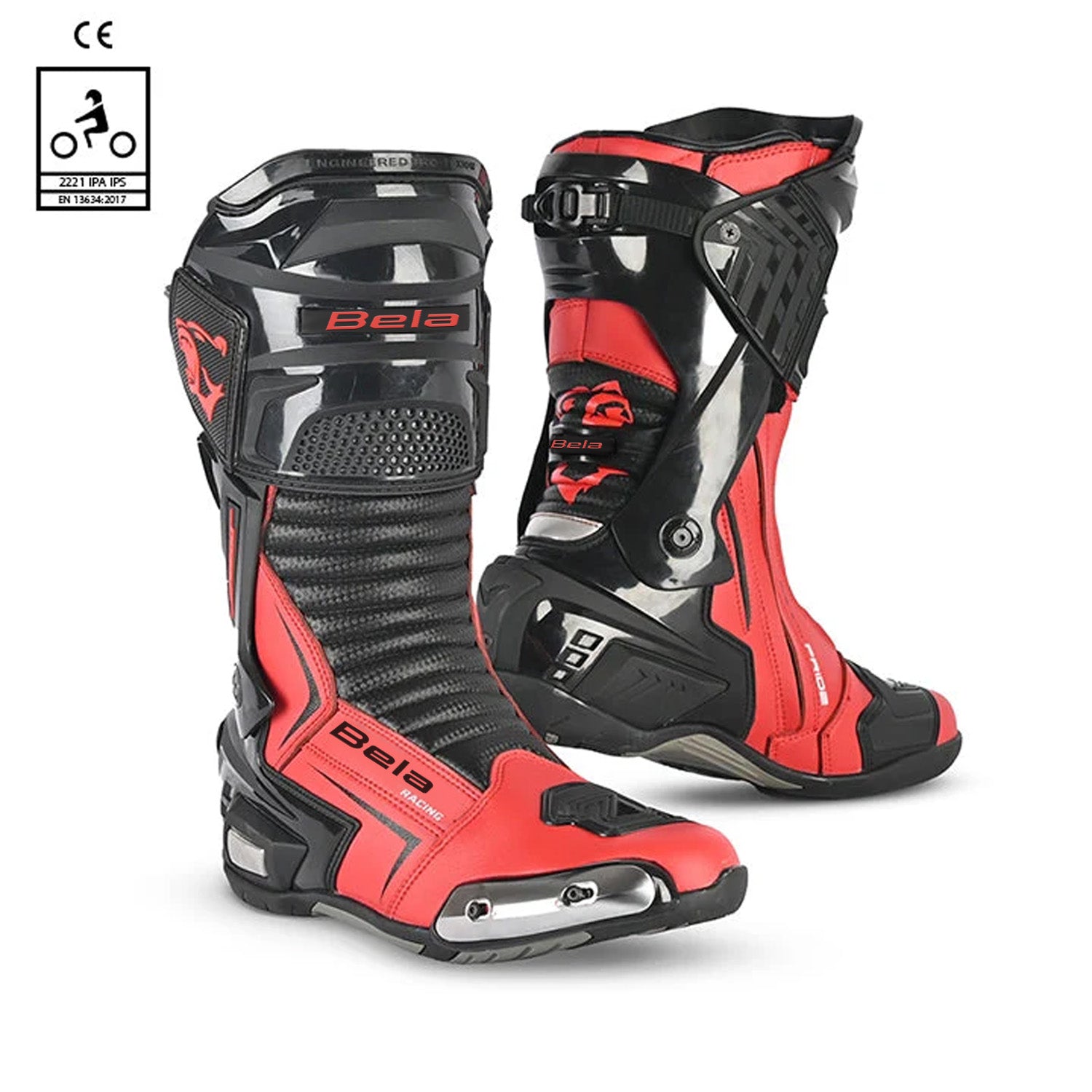 BELA SPEEDO 2.0 Moto Couro Botas Preto Vermelho – 1 – Maximomoto PT