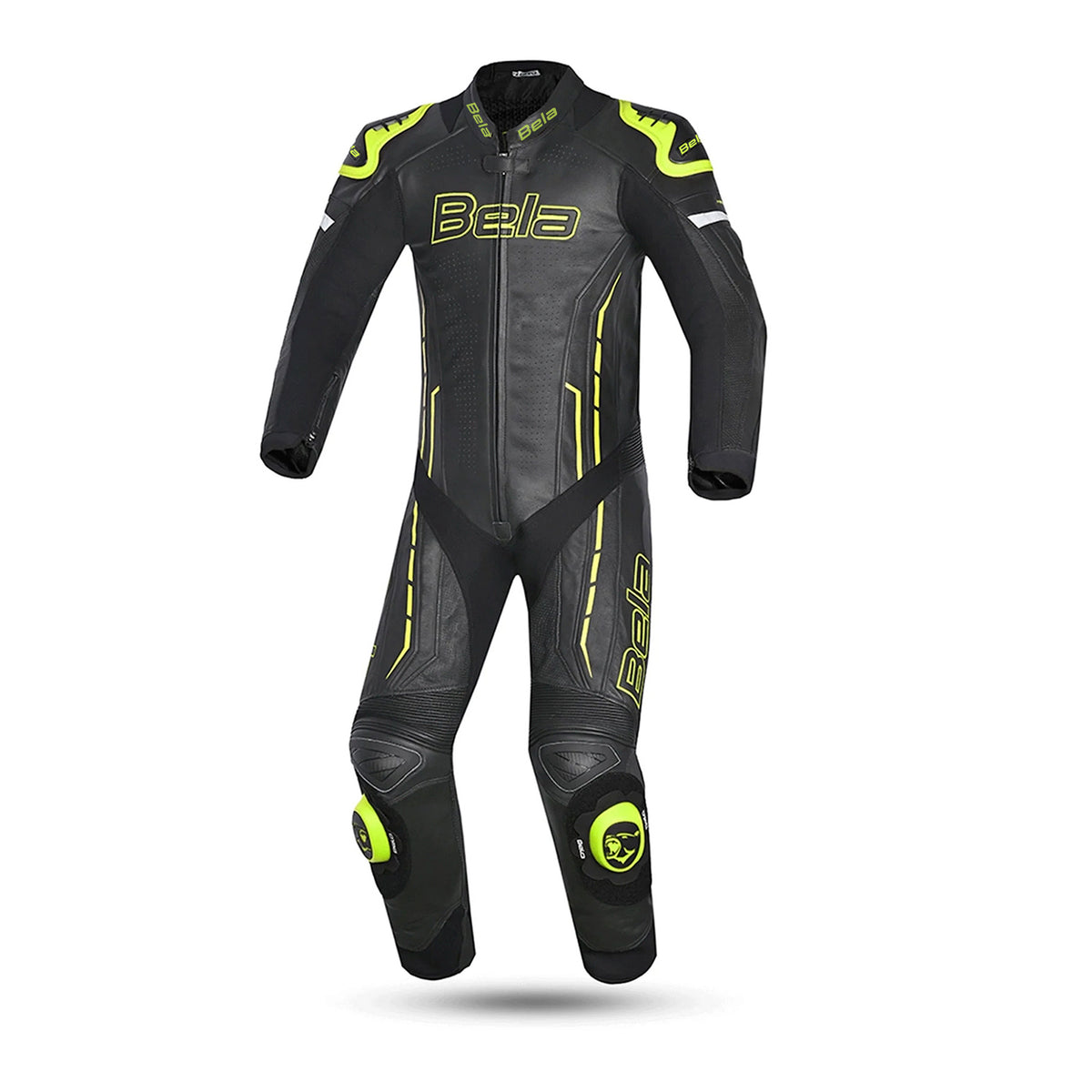 BELA ROCKET Mix Kangaroo 1 PC Motorcycle Suit Black Fluorescent Yellow