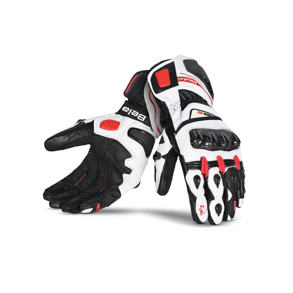 BELA VENOM RS Corrida Homem Moto Couro Luvas Preto Branco Vermelho