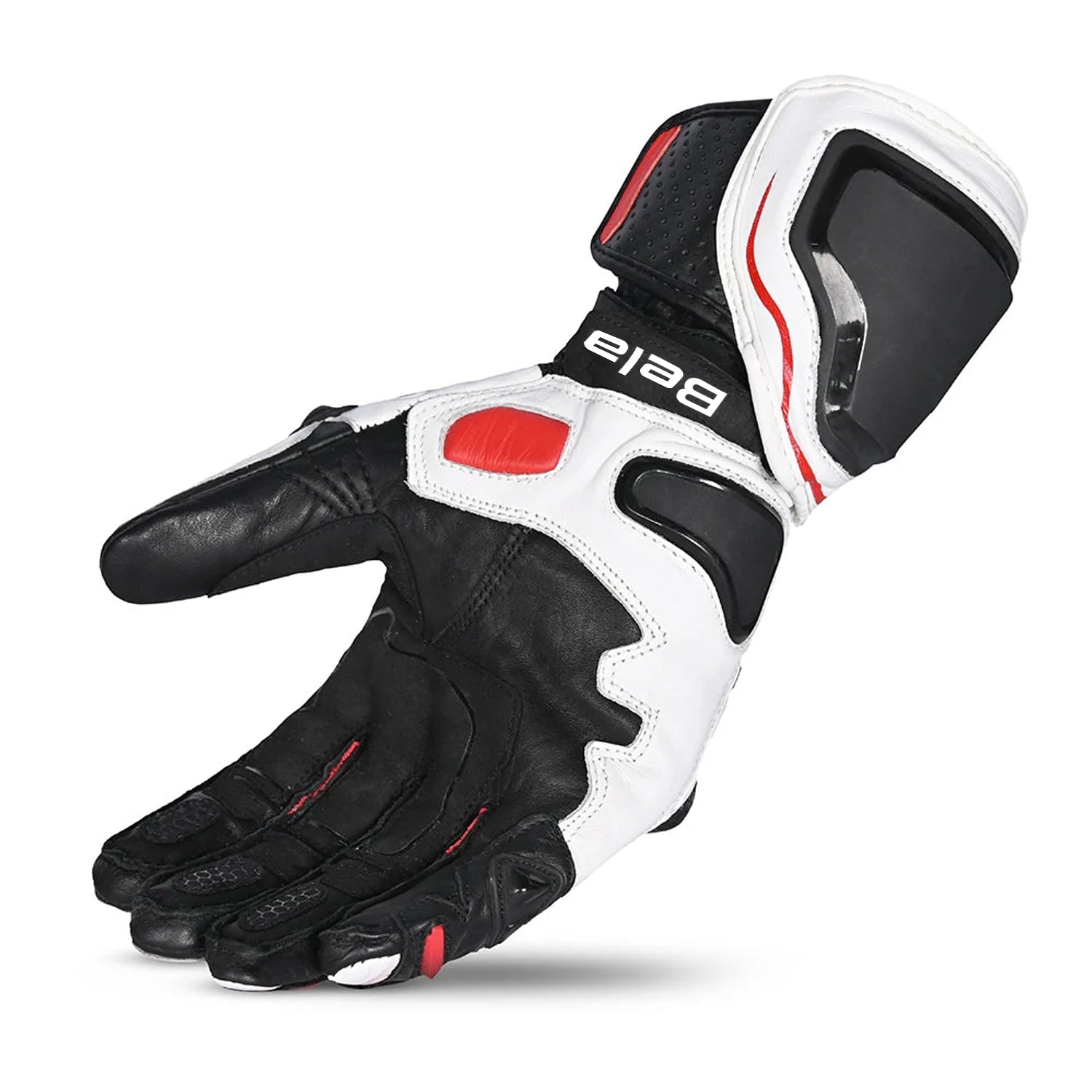 BELA VENOM RS Corrida Homem Moto Couro Luvas Preto Branco Vermelho – 4 – Maximomoto PT
