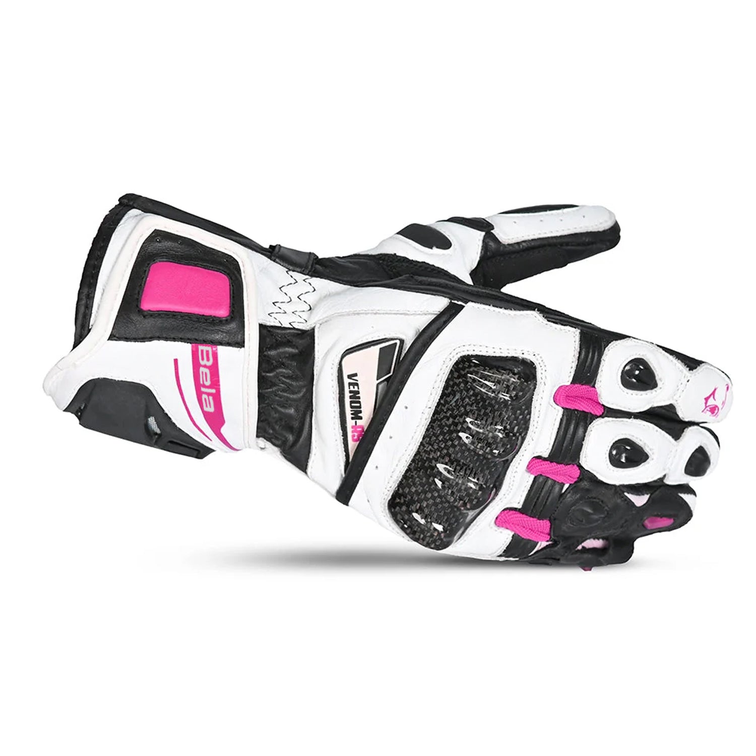 BELA Venom RS Racing Luvas De Moto Senhora Couro Preto Branco Rosa – 3 – Maximomoto PT