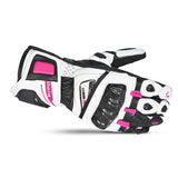 BELA Venom RS Racing Luvas De Moto Senhora Couro Preto Branco Rosa