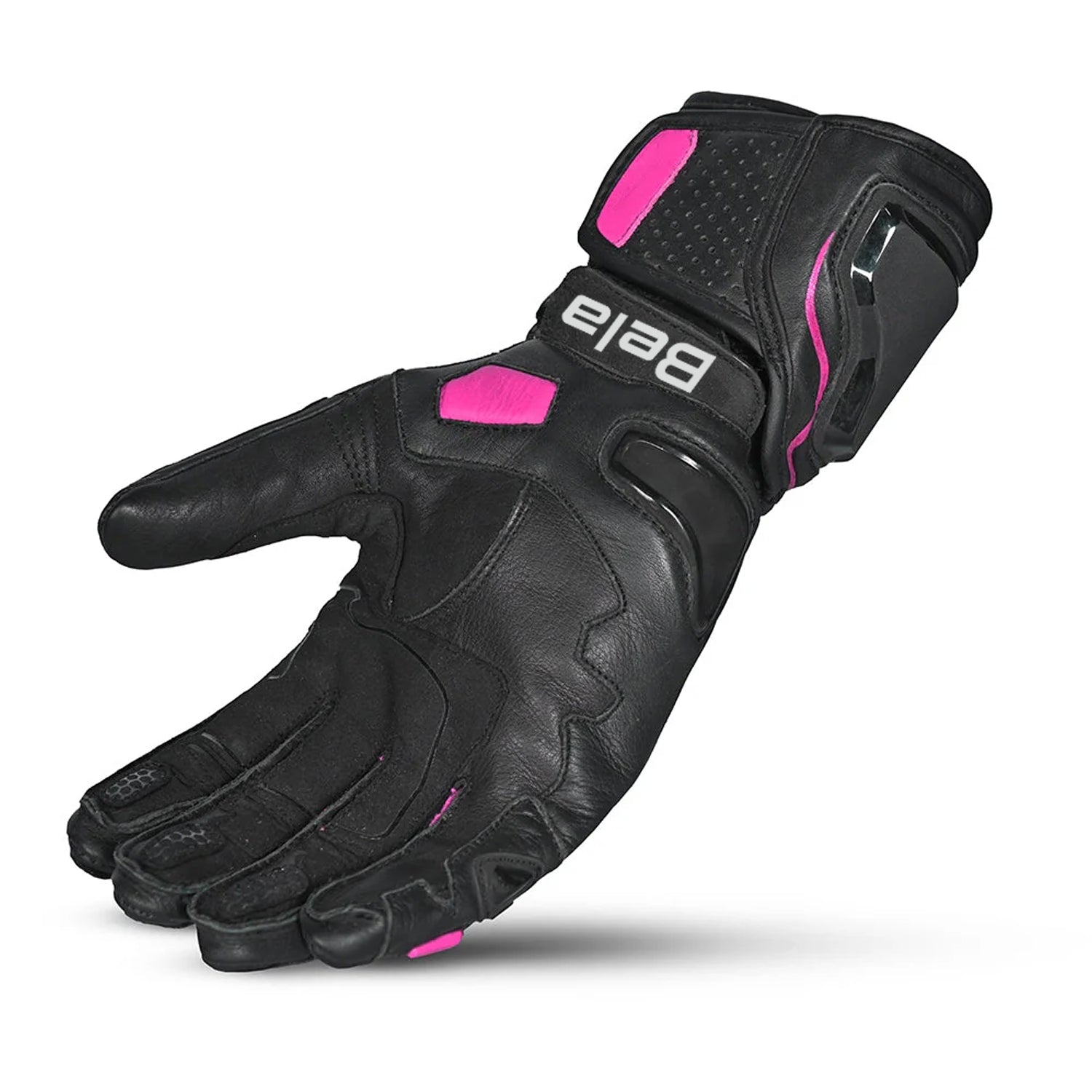 BELA VENOM RS Women's Motorcycle Leather Gloves Black Pink – 4 – Maximomoto PT