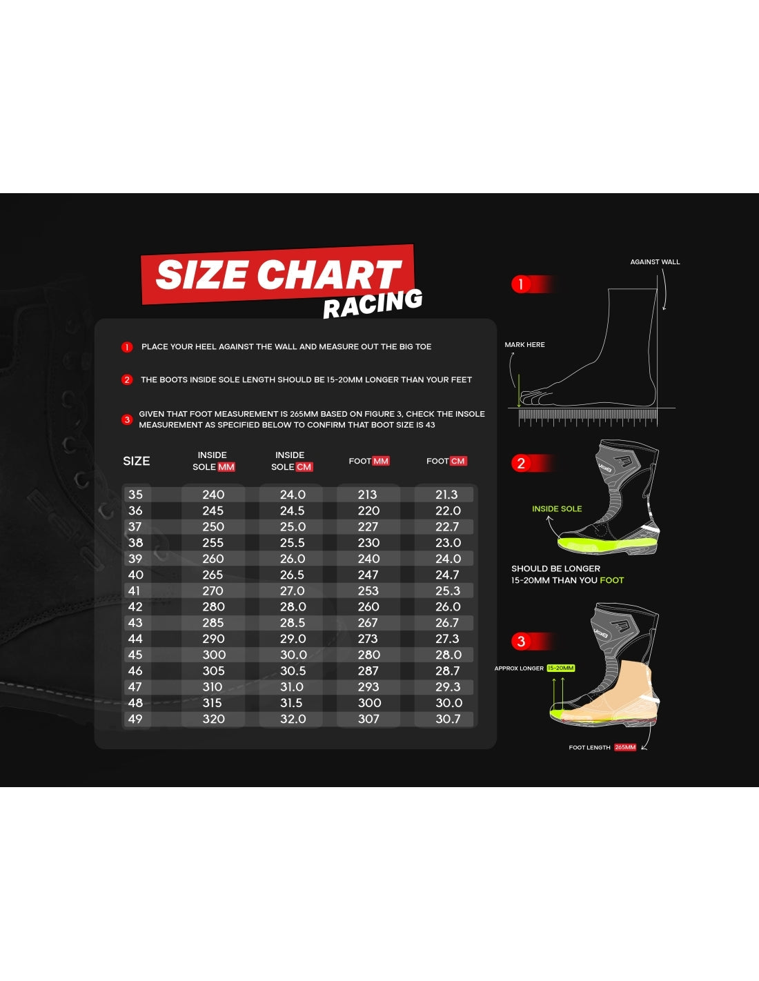 BELA AIR RIDER GP-1 Moto Corrida Botas Preto Branco