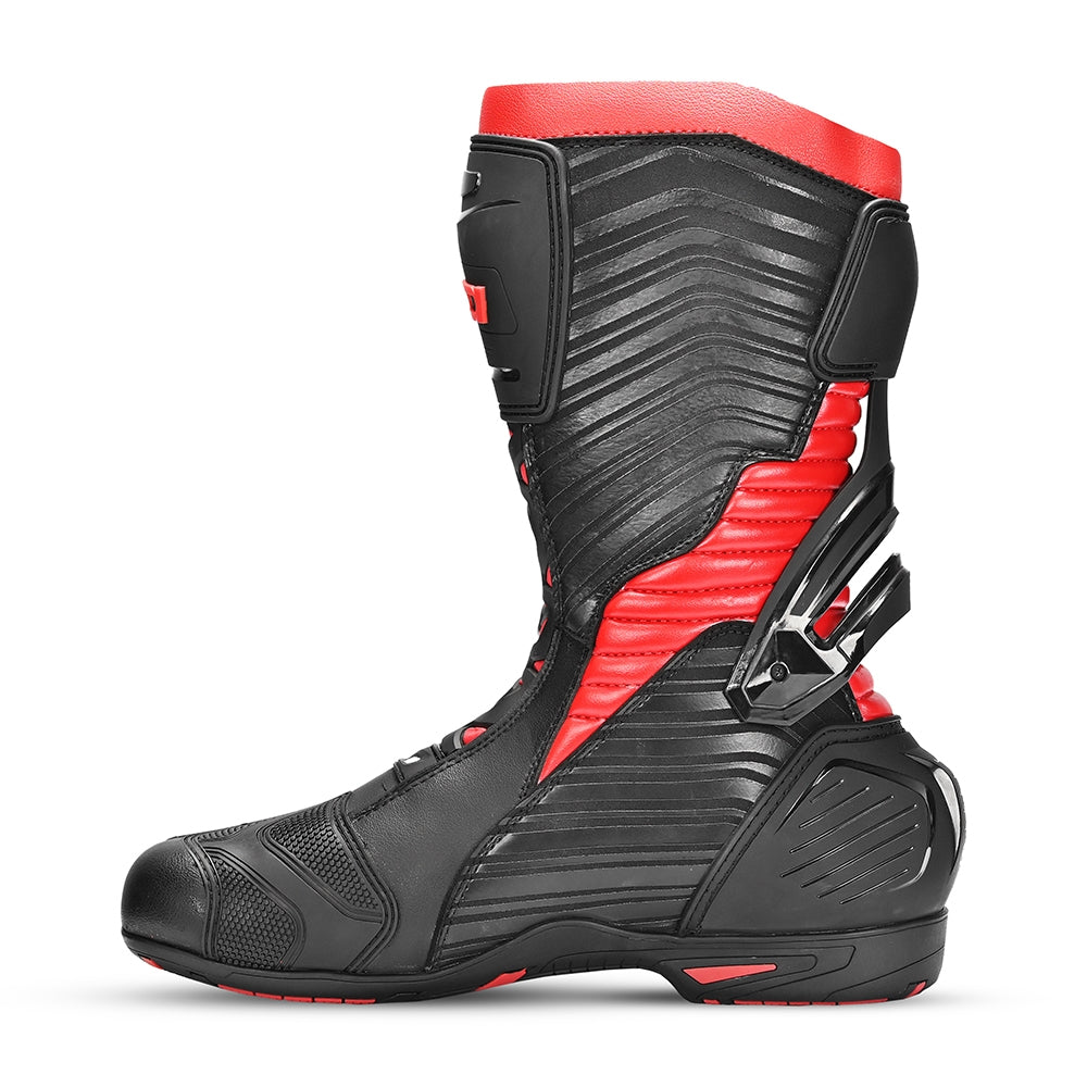 BELA AIR RIDER GP-1 Moto Corrida Botas Preto Cinza Vermelho - Imagem do lado esquerdo de Boots