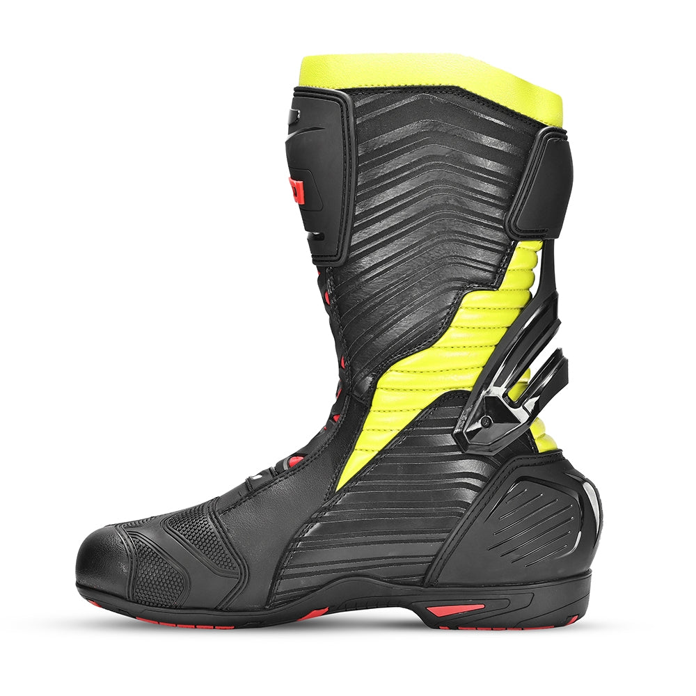 BELA AIR RIDER GP-1 RACING Moto Botas Preto Amarela Fluorocente- Imagem do lado esquerdo de Boots