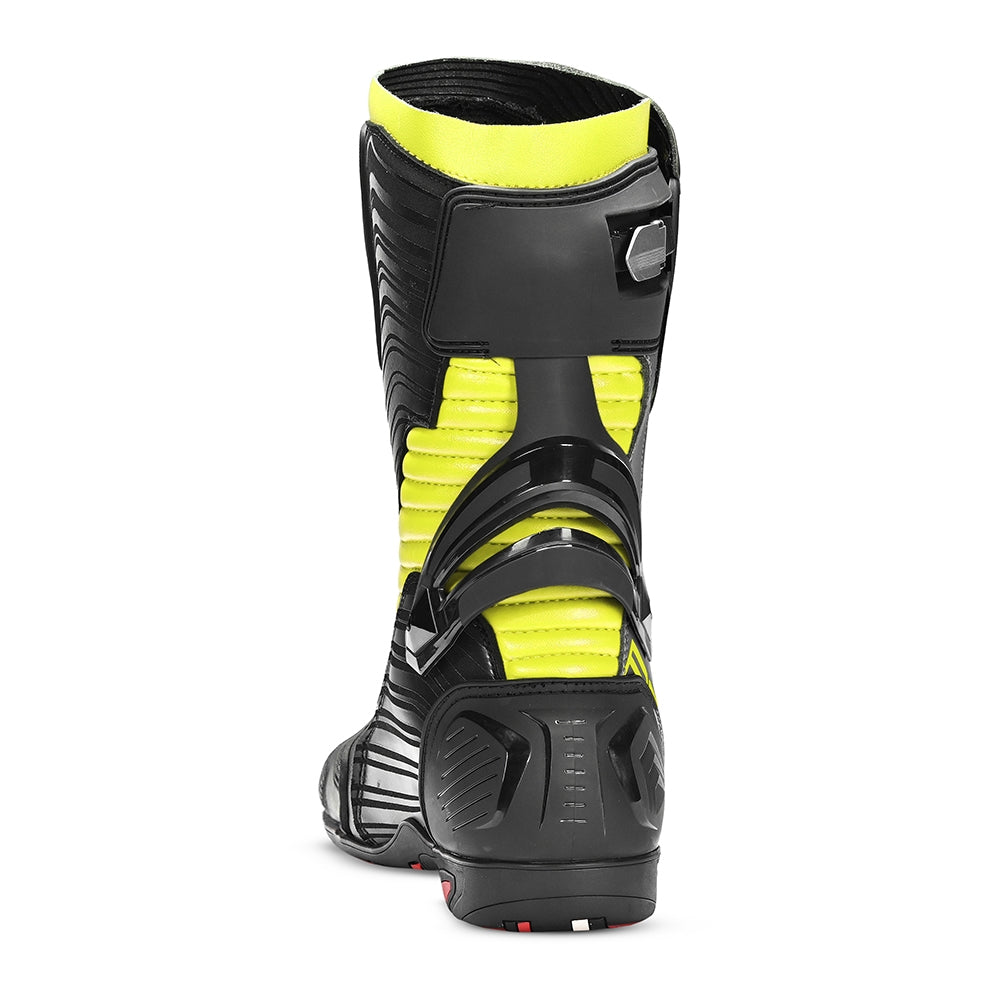 BELA AIR RIDER GP-1 RACING Moto Botas Preto Amarela Fluorocente - Imagem do verso de Boots