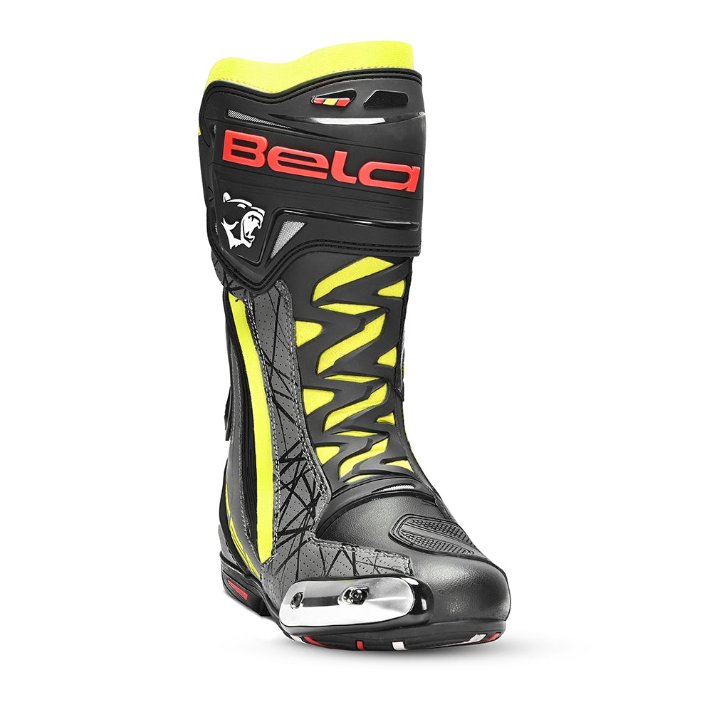 BELA AIR RIDER GP-1 RACING Moto Botas Preto Amarela Fluorocente - Imagem frontal da Boots