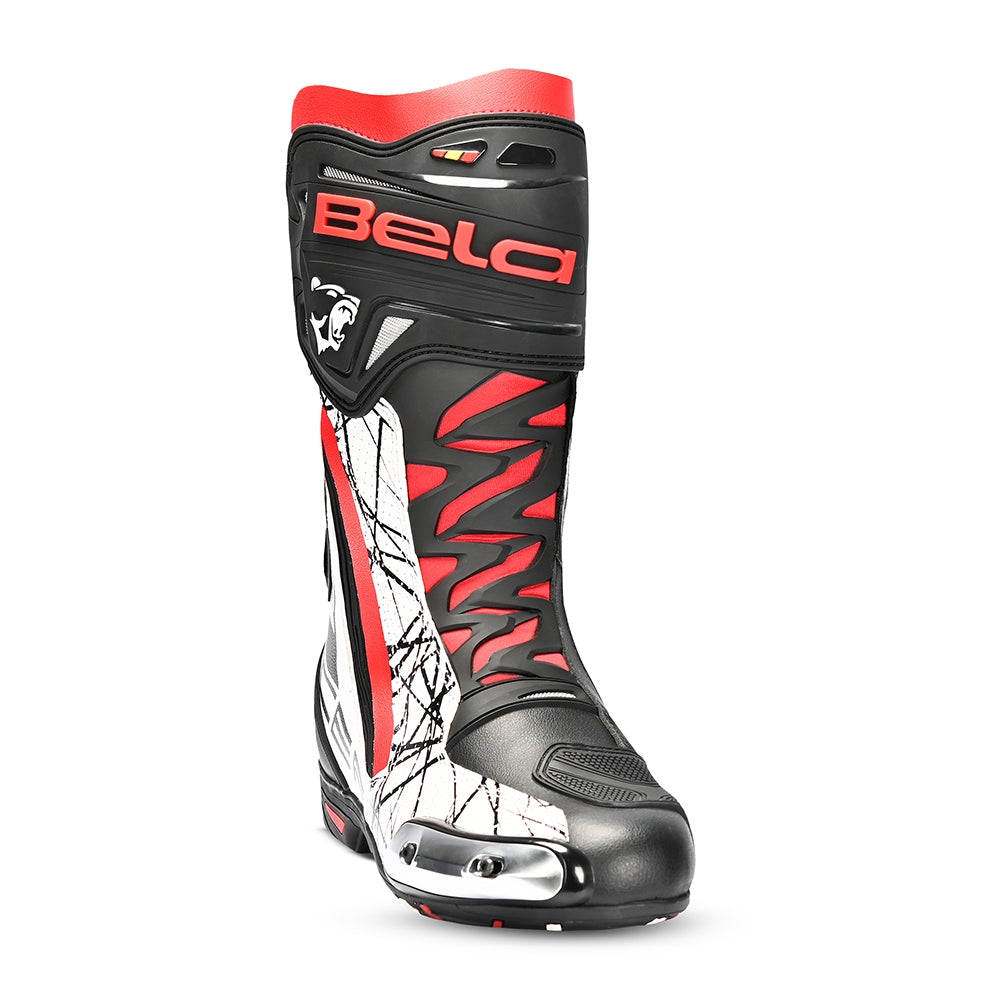 BELA AIR RIDER GP-1 corrida Botas de Moto Pretas e Vermelhas - Imagem frontal da Boots