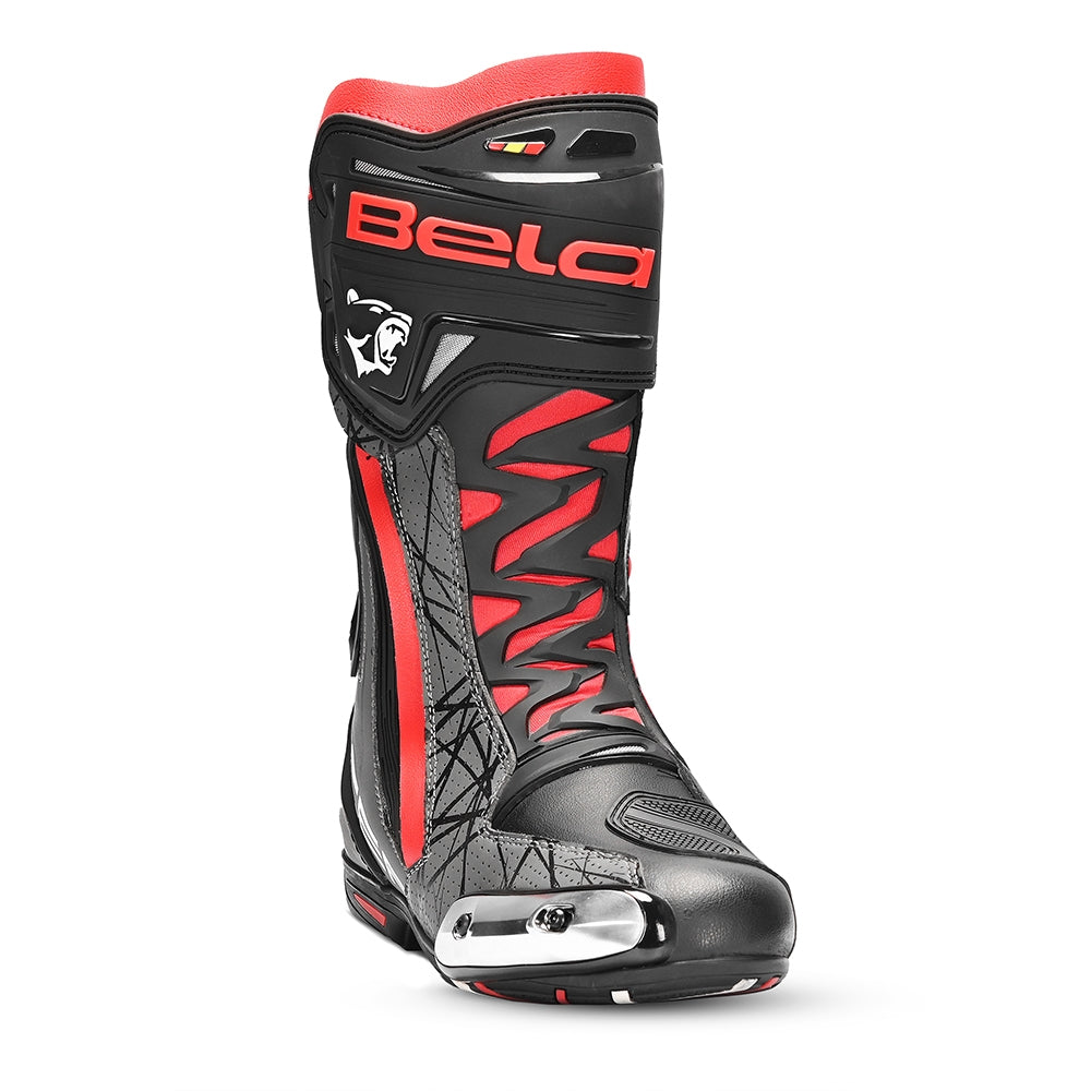 BELA AIR RIDER GP-1 Moto Corrida Botas Preto Cinza Vermelho