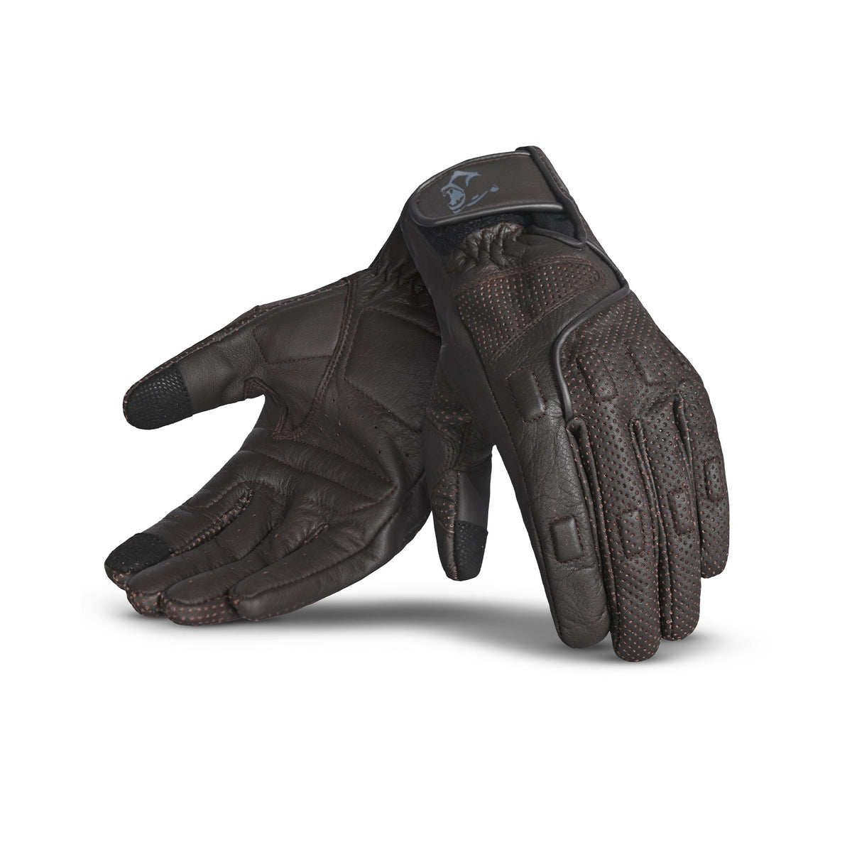 BELA APOLO Moto Couro Luvas Marrón - Imagem dupla de luvas