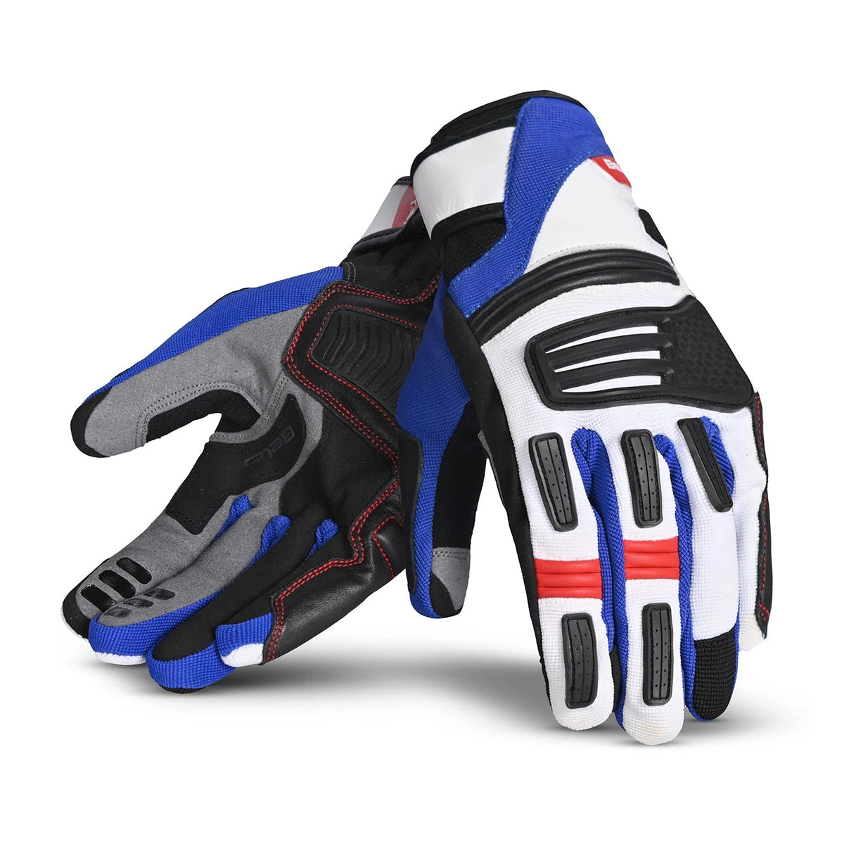 BELA ARIZON Motorcycle Leather Gloves for Men - Black, White, Blue, Red