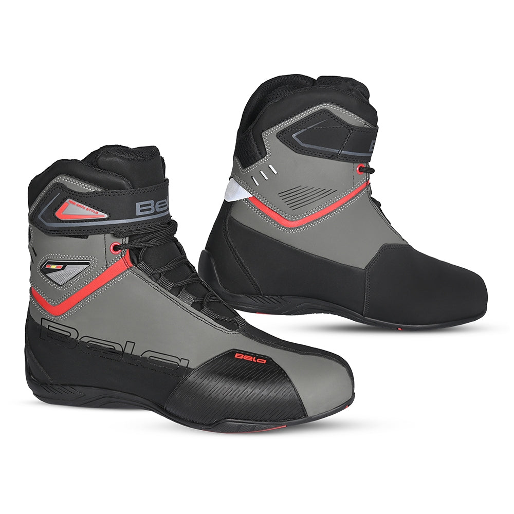 BELA BLAZE Moto Couro Botas Homem Preto Cinza - Imagem dupla de botas
