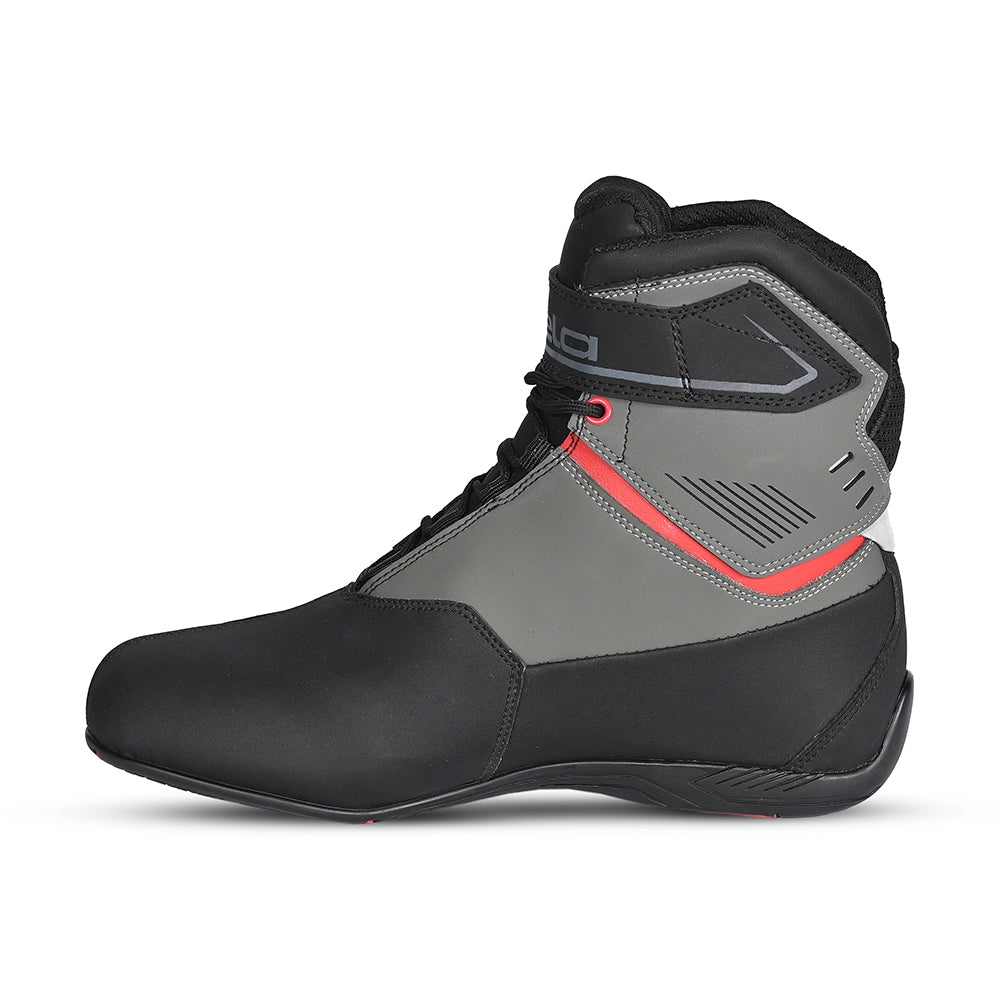 BELA BLAZE Moto Couro Botas Homem Preto Cinza Vermelho - Imagem do lado esquerdo de Boots