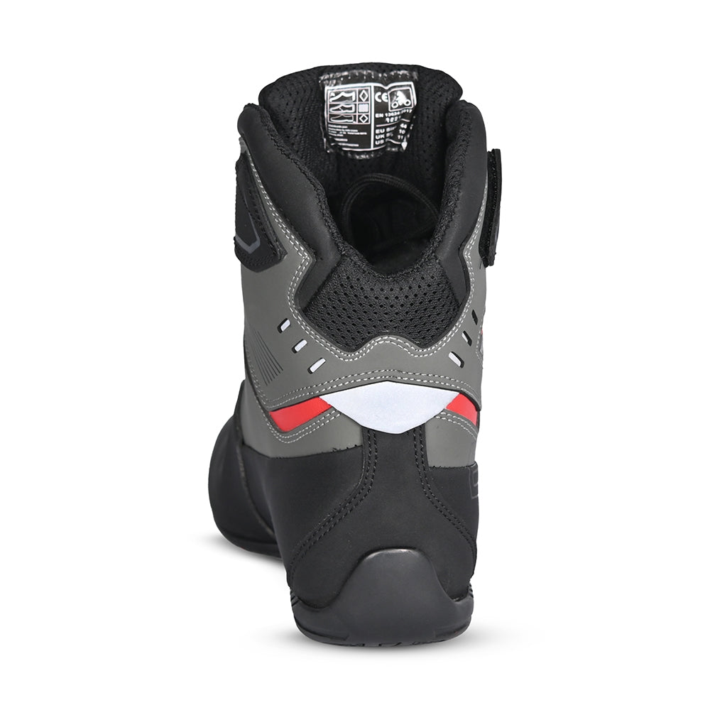 BELA BLAZE Moto Couro Botas Homem Preto Cinza Vermelho - Imagem do verso de Boots
