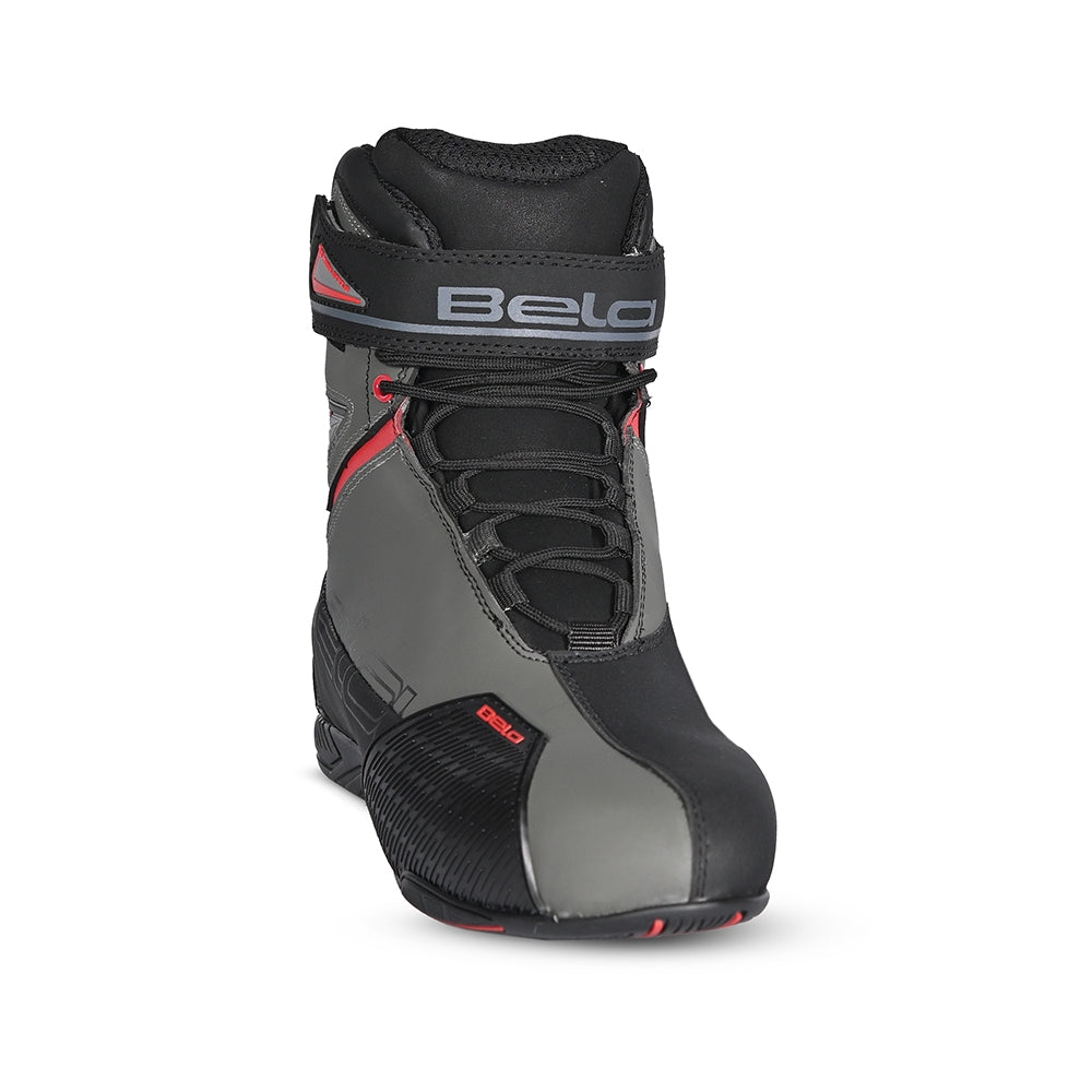 BELA BLAZE Moto Couro Botas Homem Preto Cinza Vermelho - Imagem frontal da Boots