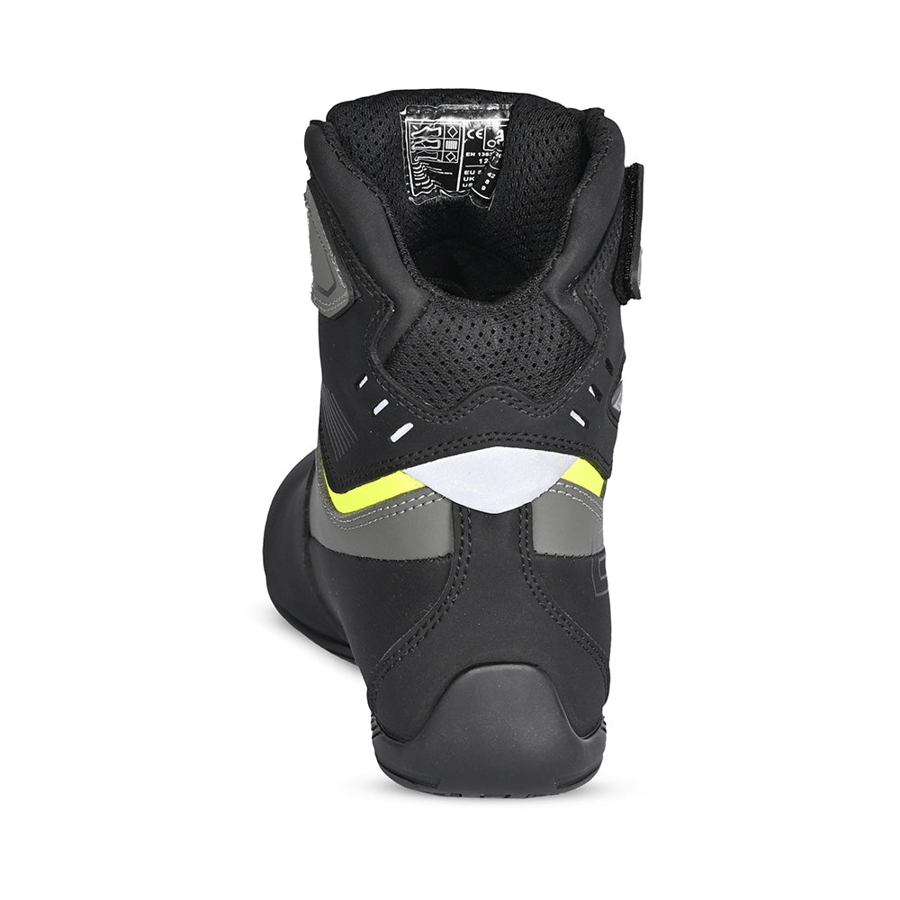 BELA BLAZE Moto Couro Botas Homem Preto Fluorescente Amarelo - Imagem do verso de Boots
