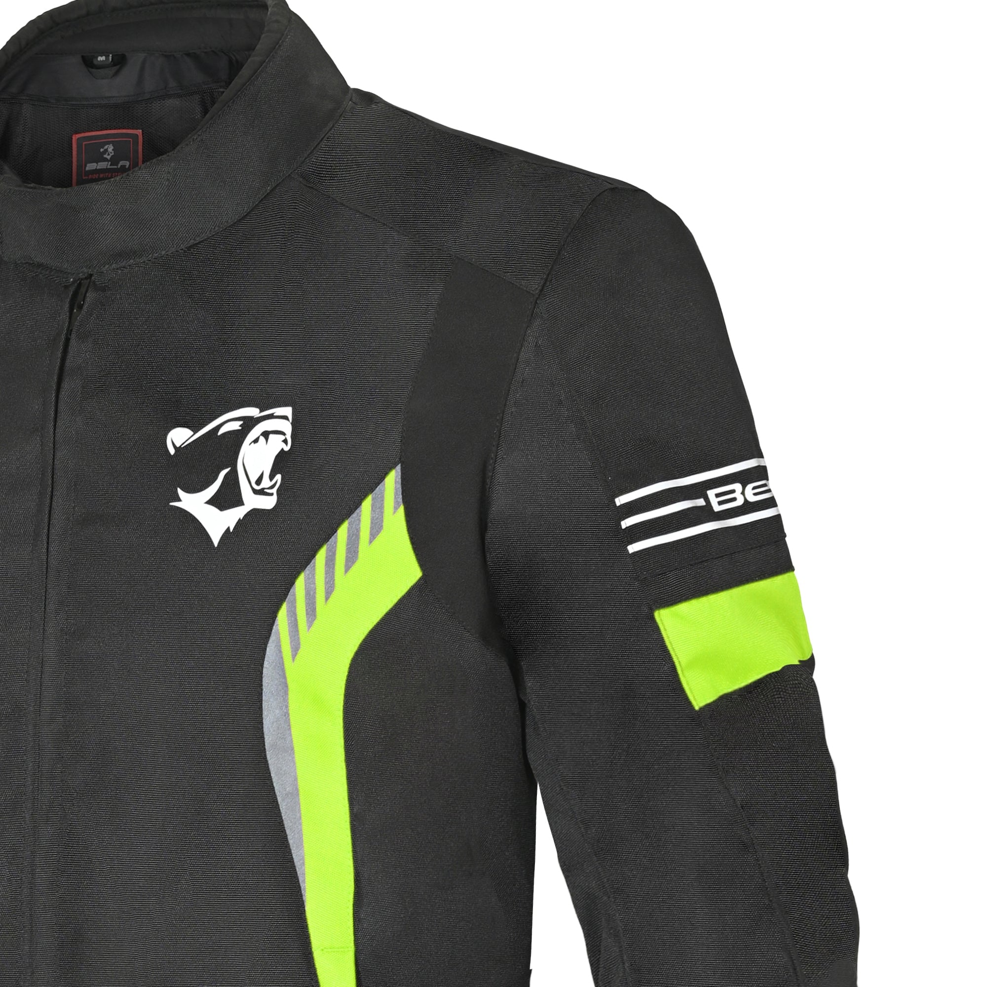 BELA BRADLEY Moto Homem Casacos Preto Amarelo Fluorescente- Imagem frontal esquerda da Casacos