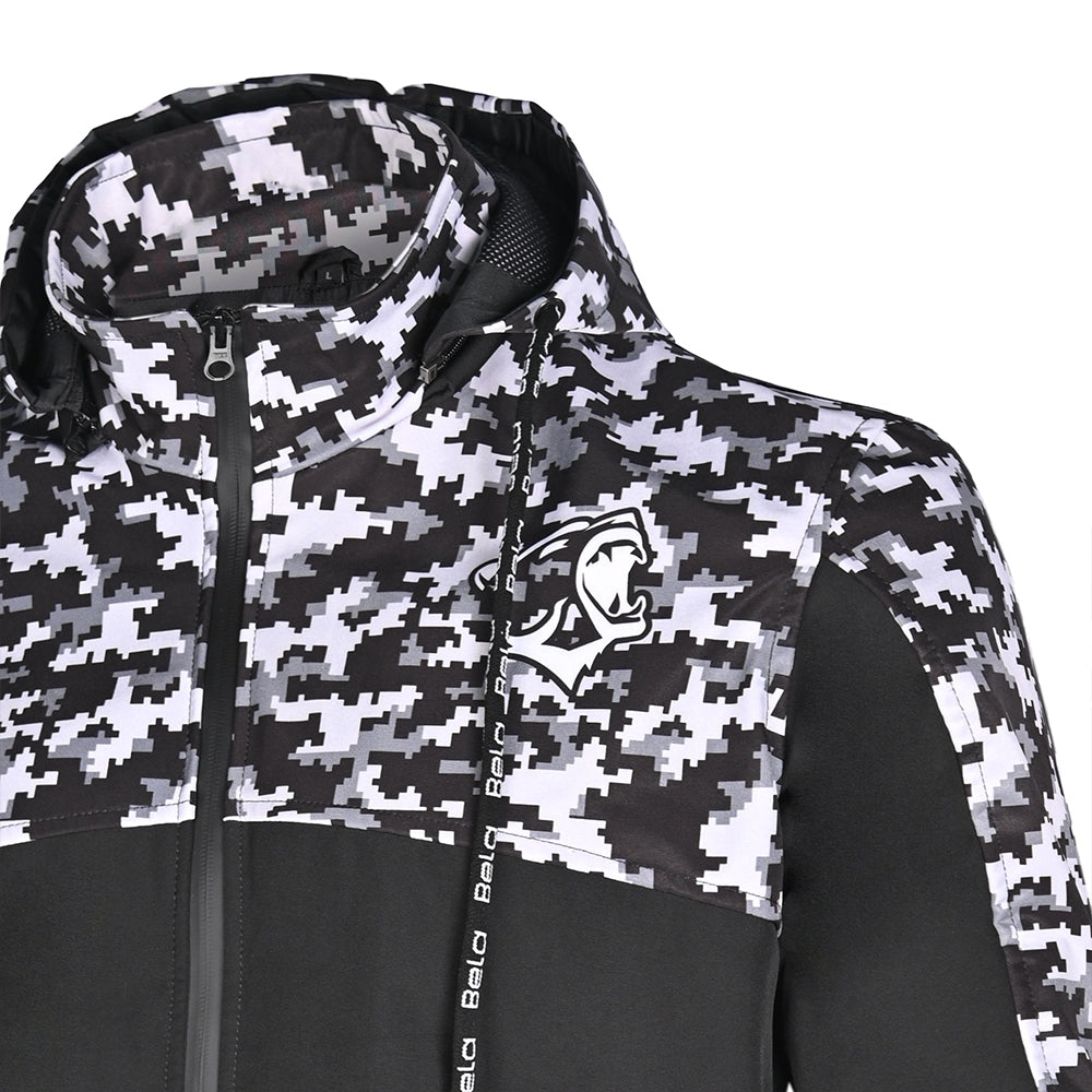 BELA CAMO RUSH Moto Capuz Preto Cinza Escuro - Imagem frontal superior da Casacos