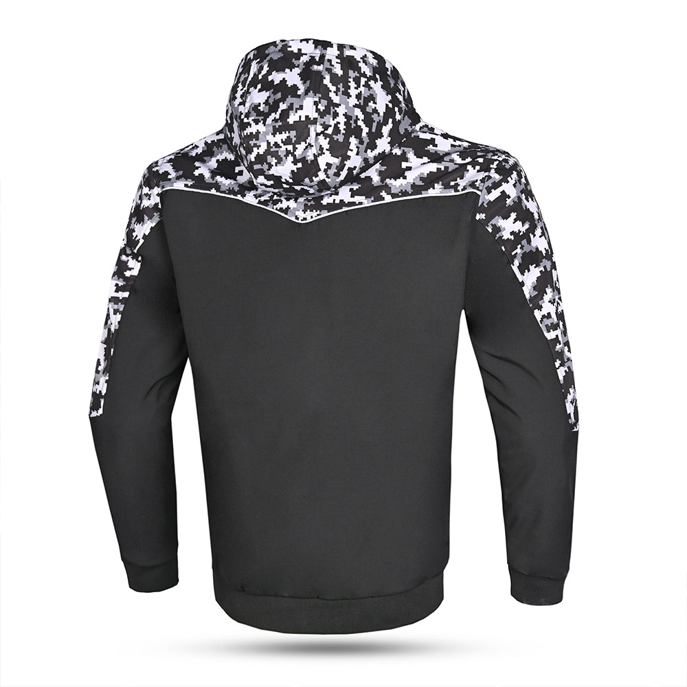BELA CAMO RUSH Moto Capuz Preto Cinza Escuro - Imagem traseira da ja Casacos