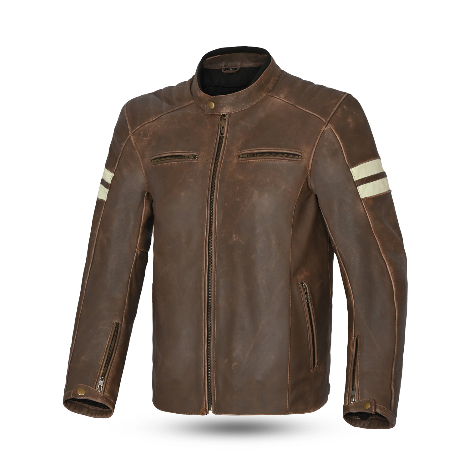 BELA STARK Motorcycle Leather Jackets Beige Brown – 1 – Maximomoto PT