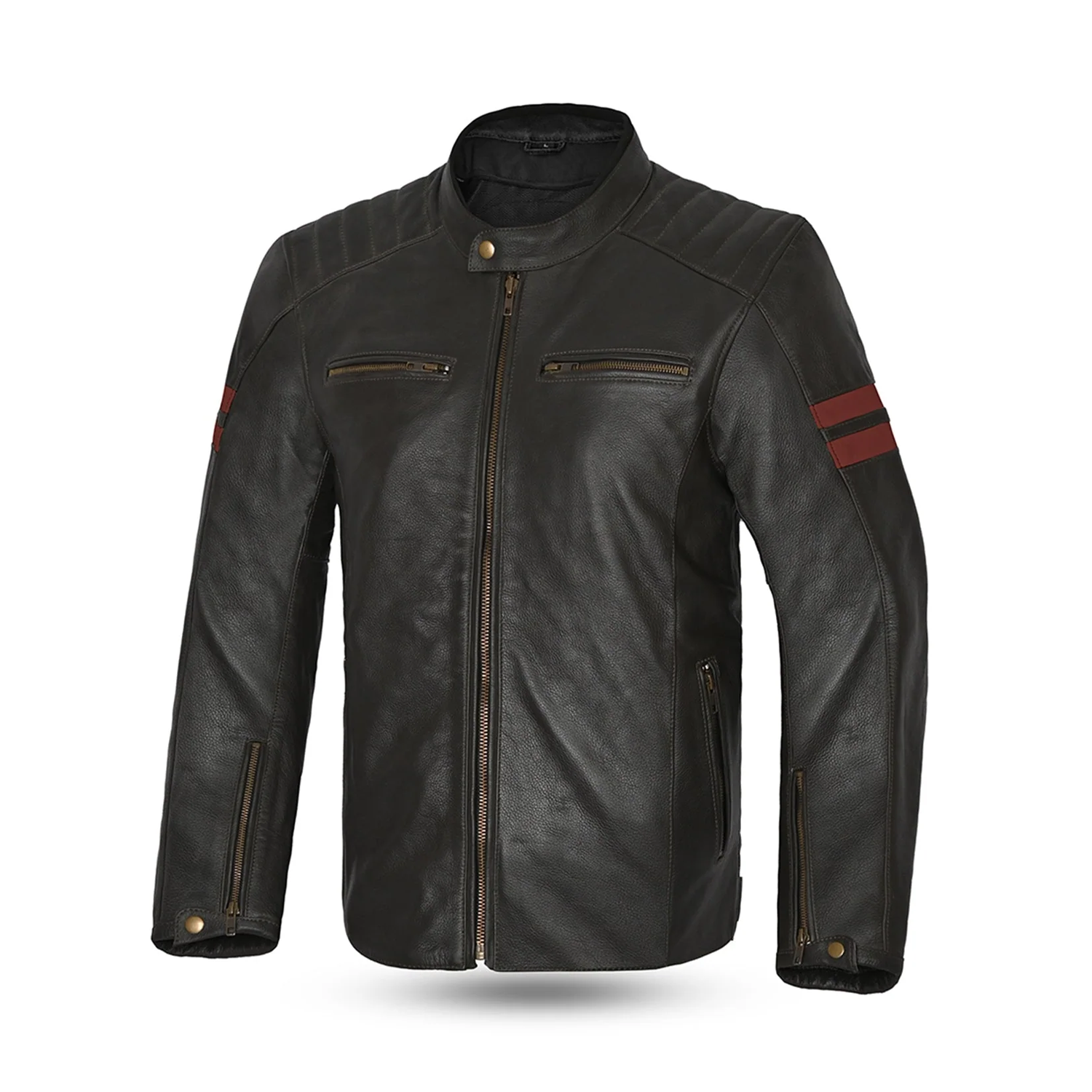 BELA STARK Casacos De Moto Couro Escuro Preto Marron Vermelho – 1 – Maximomoto PT