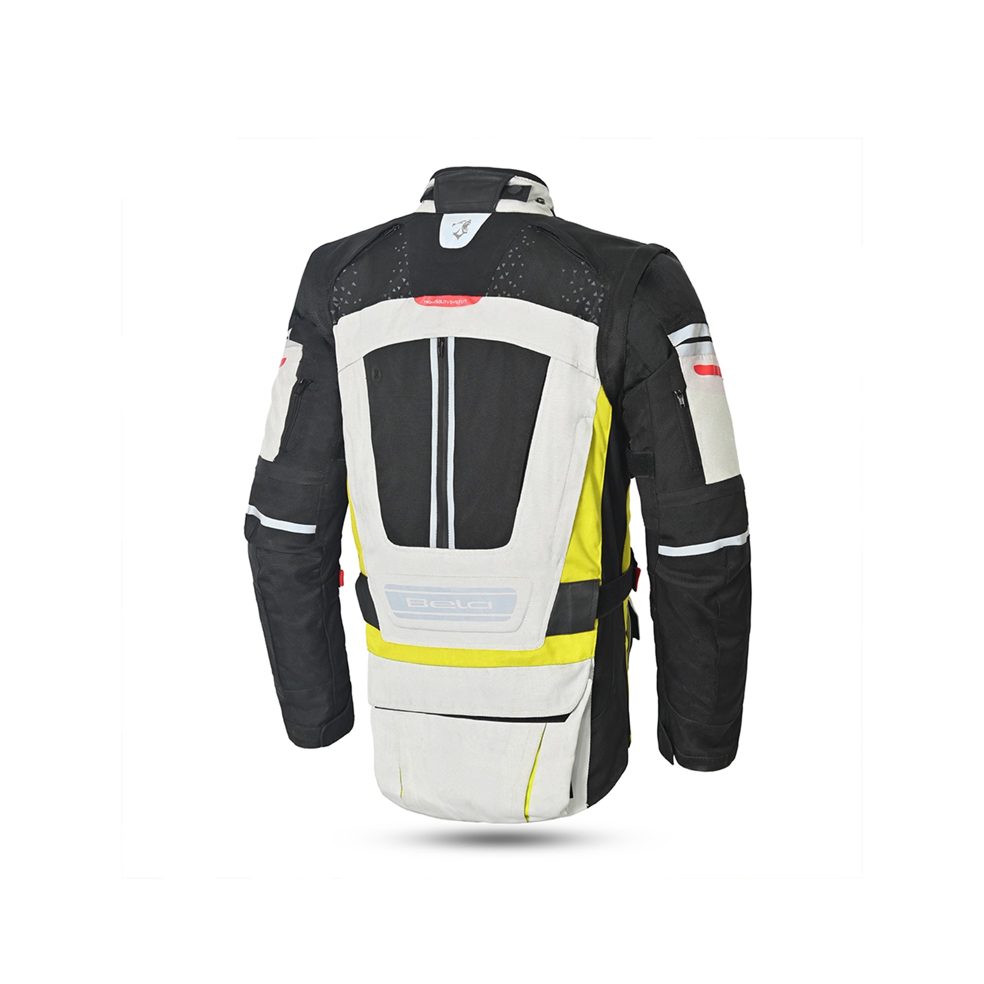BELA CROSSROAD EXTREME WP Moto Têxtil Casacos Gelo Cinzento Fluor - Imagem traseira da ja Casacos