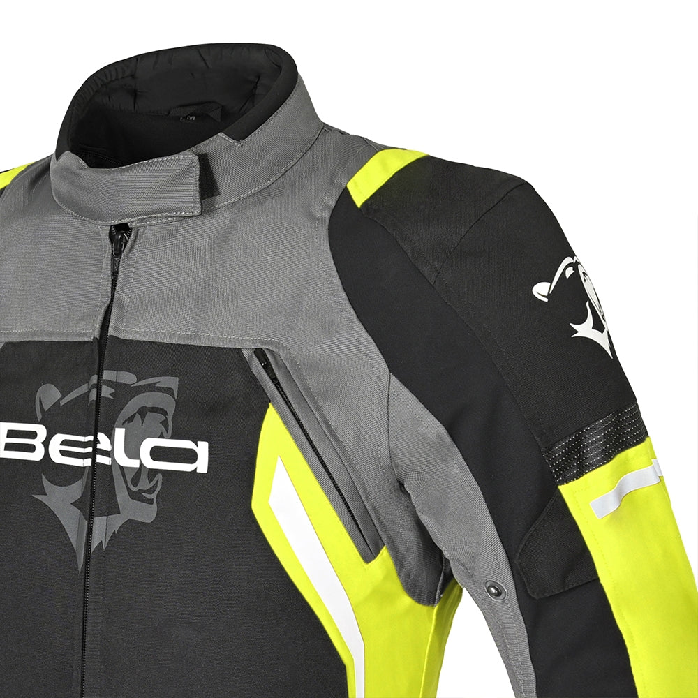 BELA ELANUR Moto Senhora Textil Casacos Preto Antracite Amarelo - Imagem frontal superior da Casacos