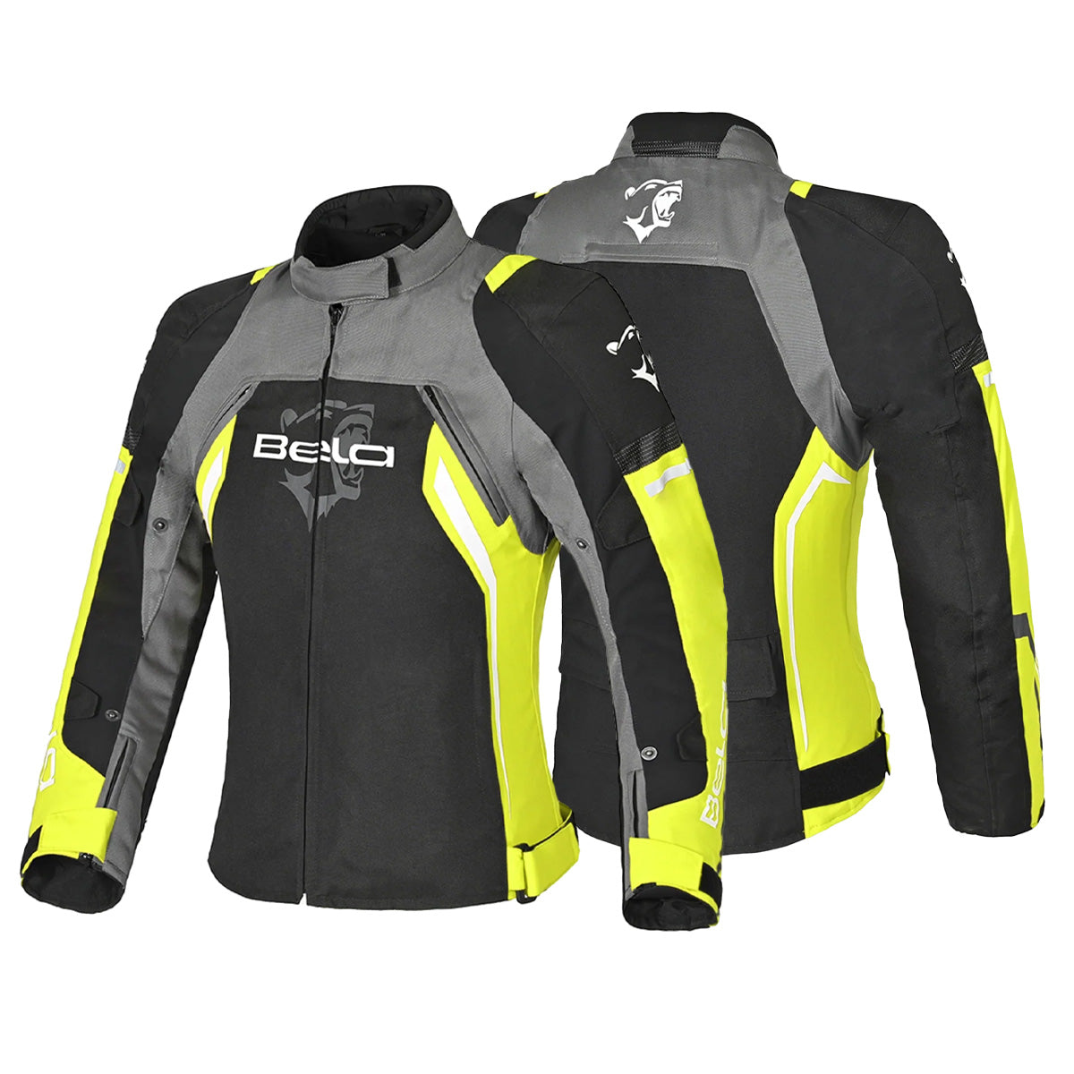 BELA ELANUR Moto Senhora Textil Casacos Preto Antracite Amarelo - Imagem dupla de Casacos