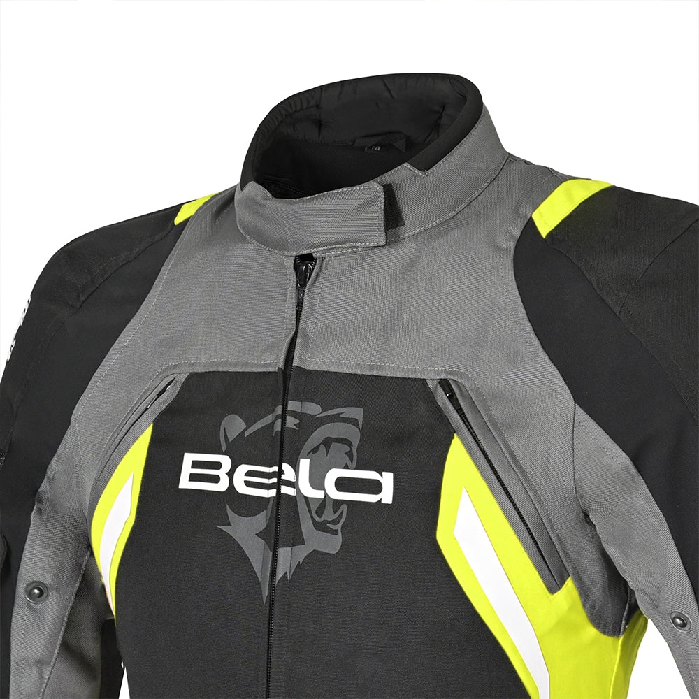 BELA ELANUR Moto Senhora Textil Casacos Preto Antracite Amarelo - Imagem frontal superior da Casacos