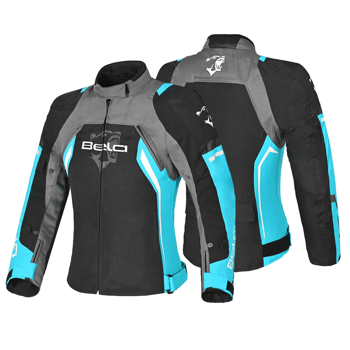 BELA ELANUR Moto Textil Casacos Senhora Preto Turquesa - Imagem dupla de Casacos