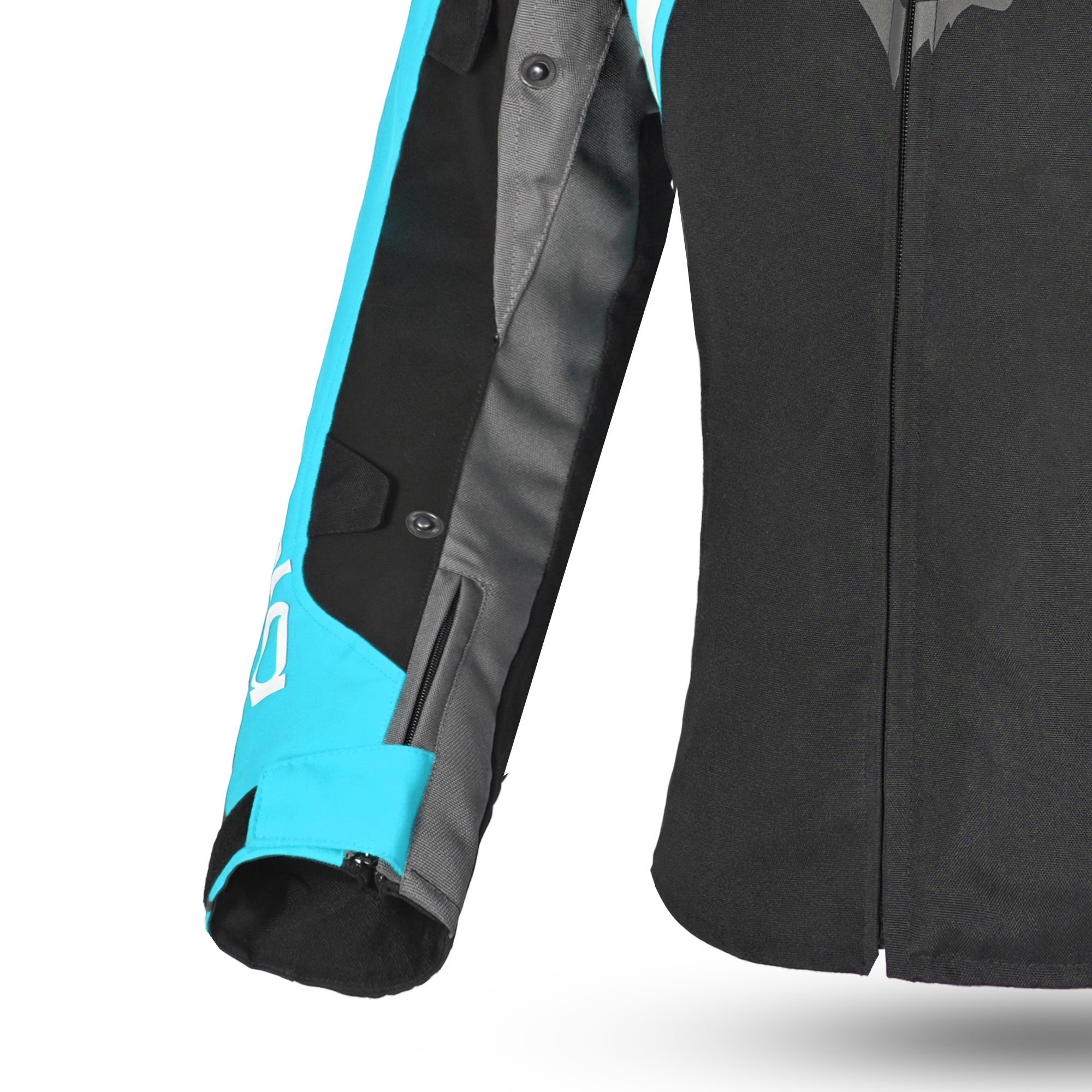 BELA ELANUR Moto Textil Casacos Senhora Preto Turquesa - Imagem frontal direita da Casacos