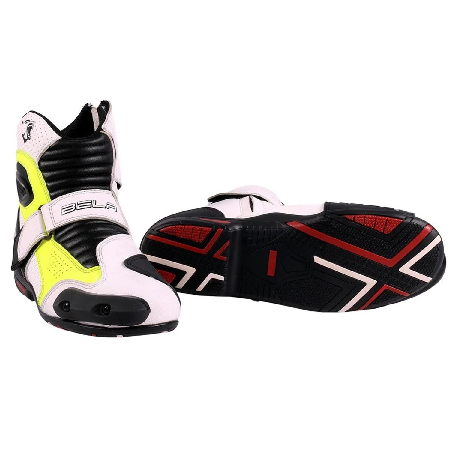 BELA FASTER Botas De Moto Couro Branco Fluor Amarelo – 4 – Maximomoto PT