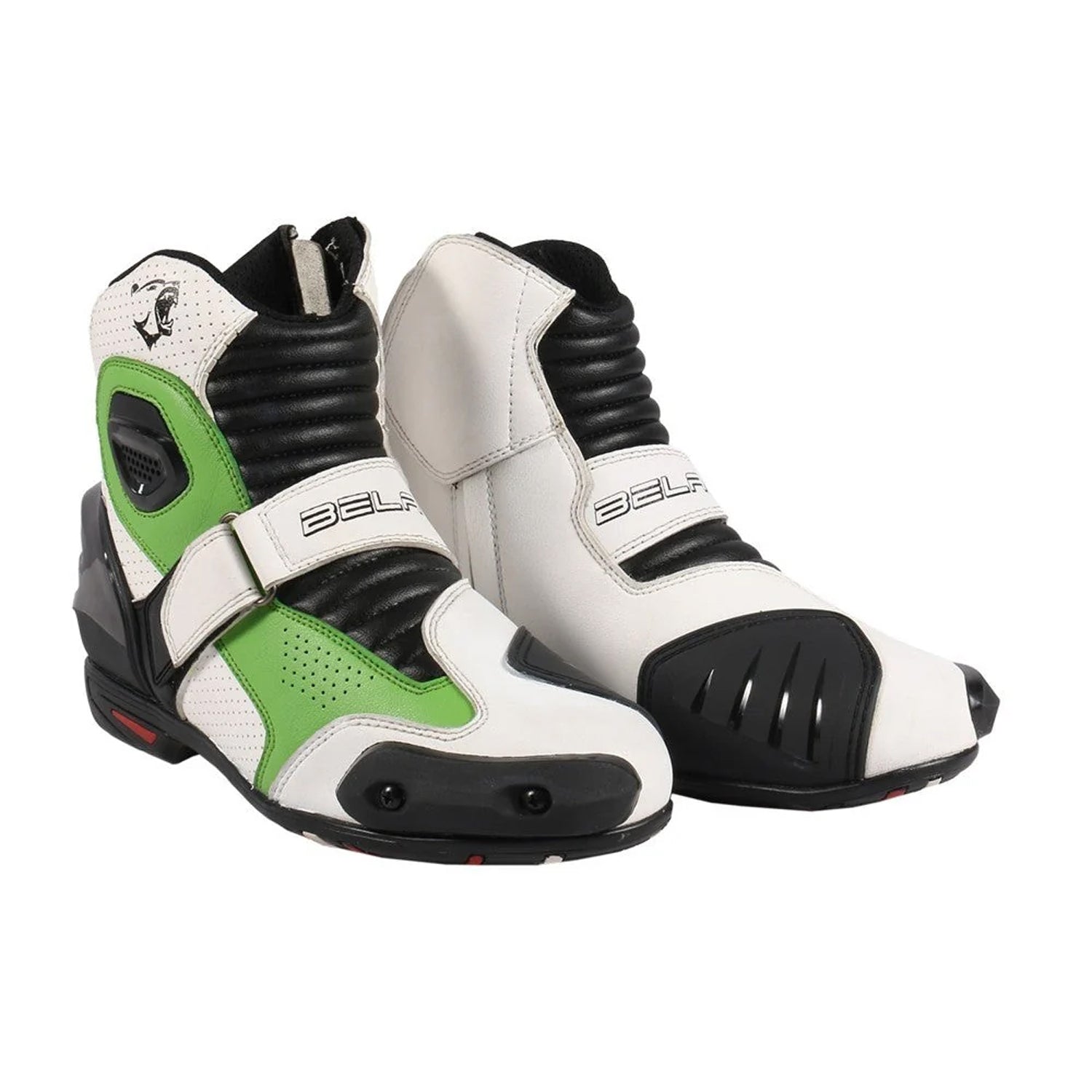 BELA FASTER Leather Motorcycle Boots White Green – 1 – Maximomoto PT